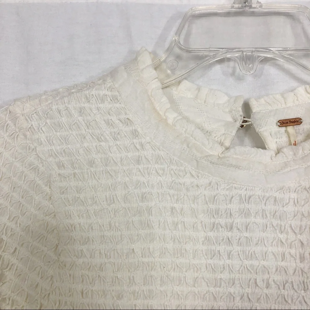 NEW Free People Obi Mila Smocked Tunic Boho Top, Size Medium, Ivory